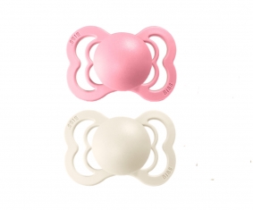 2 chupetes BIBS blanco Ivory y rosa NEW silicona 0-6m | Chupetes BIBS para bebés