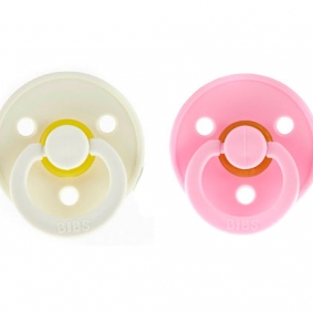 2 chupetes BIBS rosa y blanco libres de BPA, PVC y ftalatos | Chupetes BIBS