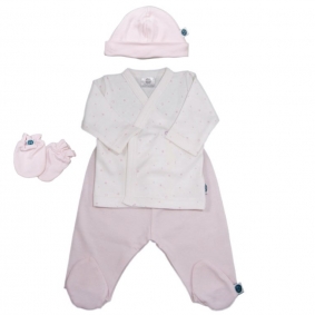 Conjunto camiseta Sky Stars rosa, polaina y gorro | Conjuntos bebé algodón pima